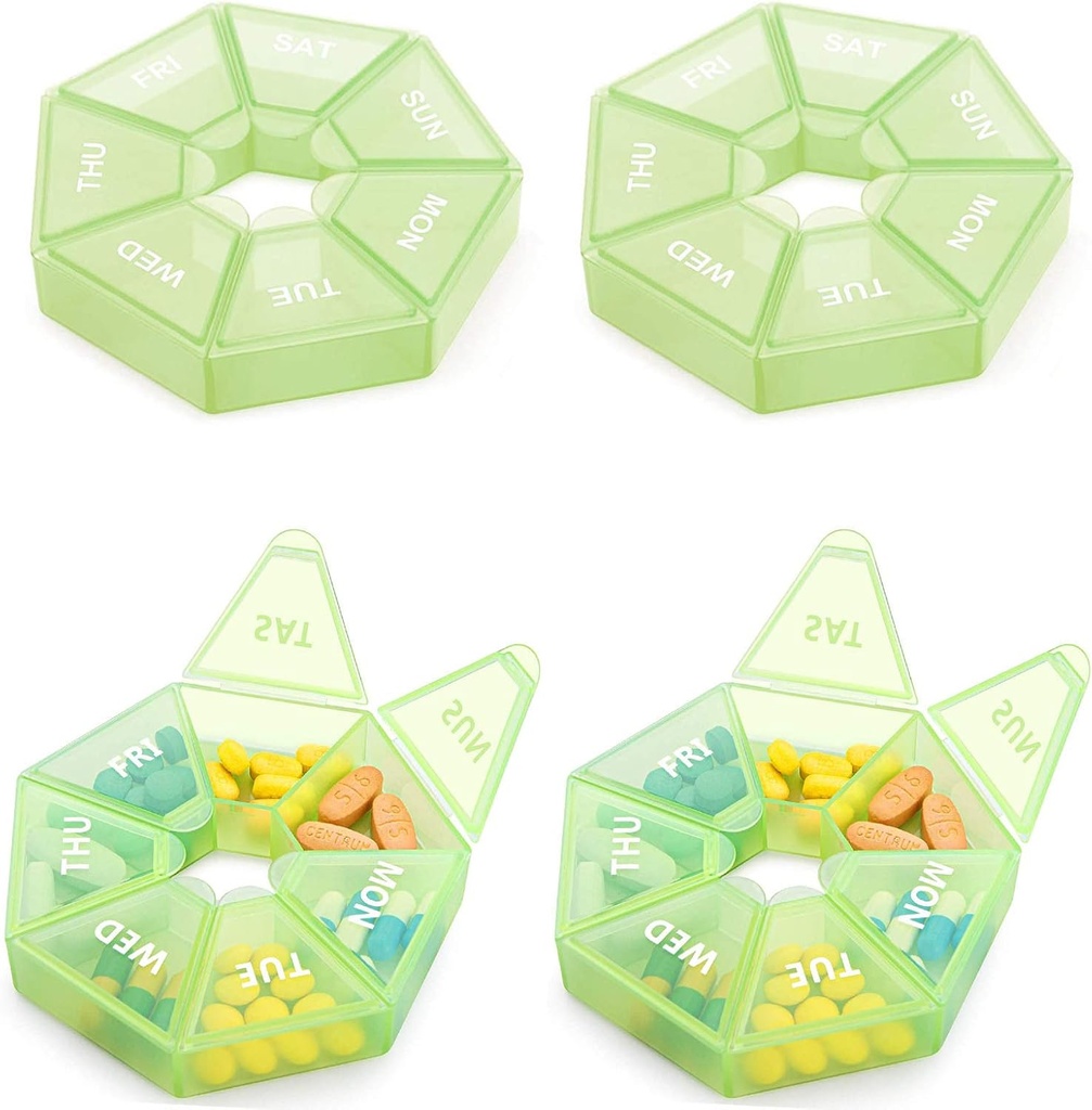 Organisateur hebdomadaire Grande boîte à pilules de 7 jours Organisateur Daily Medicine Case for Vitamine Fish Oil Pills Suppléments Arthrite Friendly
