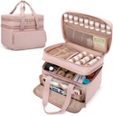 Yarwo Pill Bottiglia Organizer Vuoto, Double Layers Medicine Travel Storage Bag con 5 divisori personalizzati e cerniere bloccabili per prescrizione bottiglie e pronto soccorso forniture, rosa