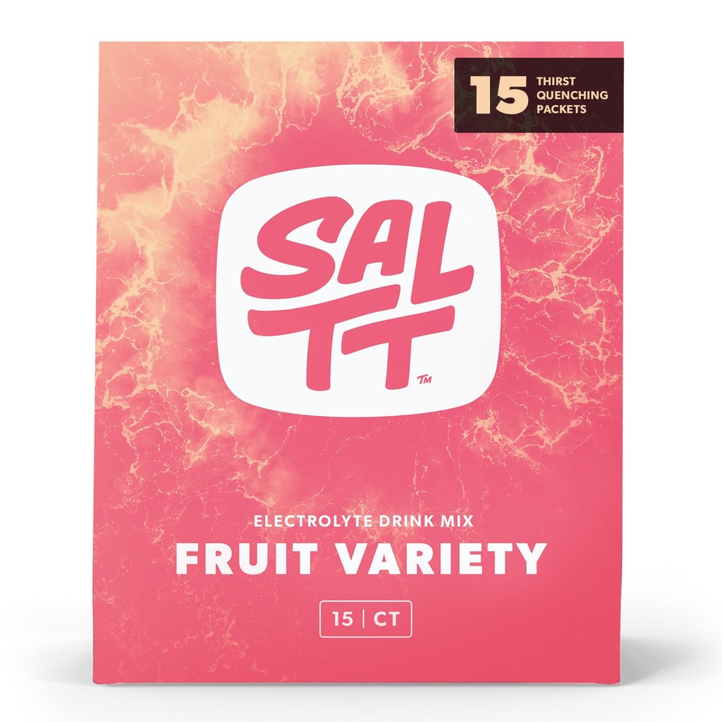 SALTT Elektrolyte Pulver-Packets, Frucht-Sorten-Pack (15 Packungen) - Magnesium, Kalium, Natrium, Trace Minerals - Vegan & Glutenfrei - Travel Essentials - Made in USA
