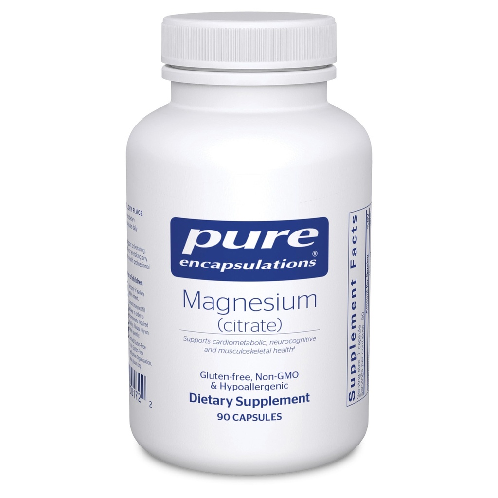 Pure Encapsulations Magnesium (Citrate) - Supplemento per il sonno, la salute del cuore, la salute cognitiva, la salute del chiodo, l'energia, i muscoli e il metabolismo* - con Magnesio Premium - 90 capsule