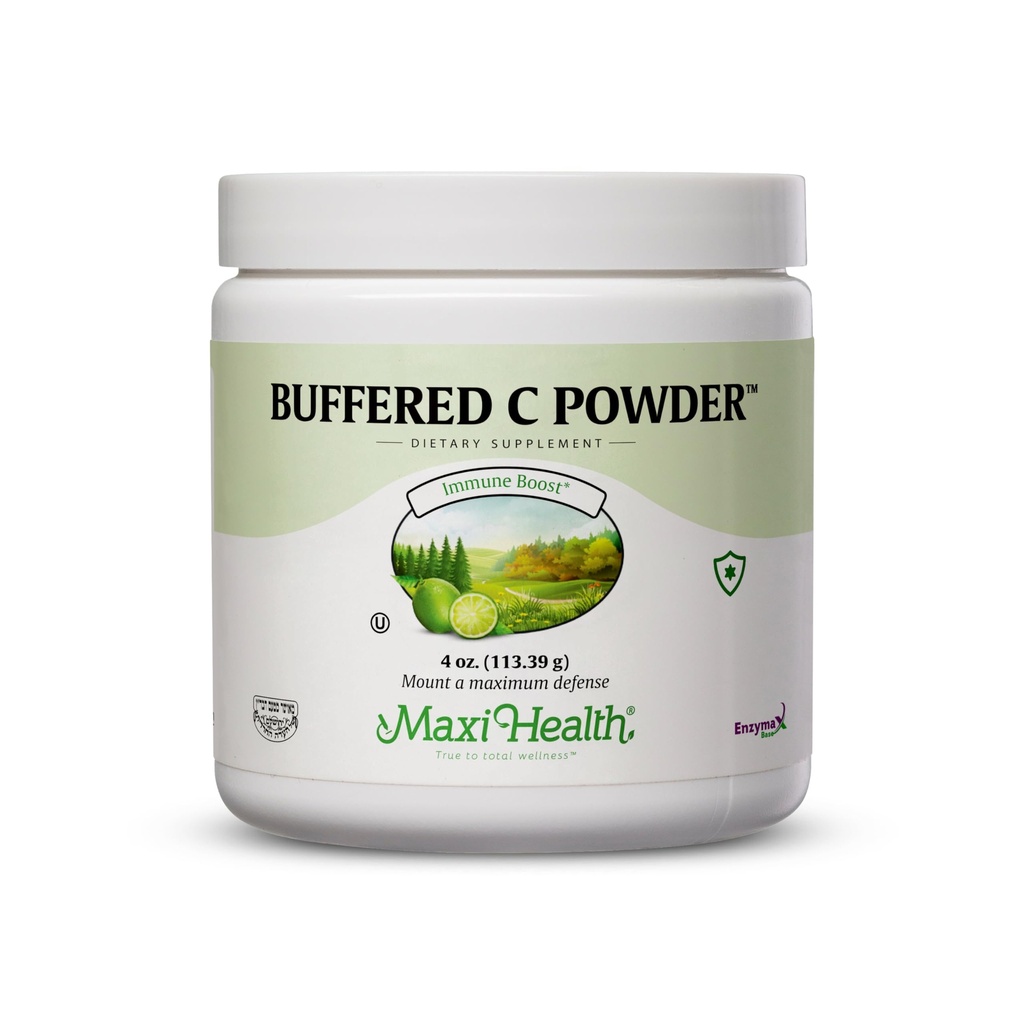 Polvere di vitamina C tamponata Maxi - Alta potenza - 800 mg - Salute immunitaria - 4 once - Kosher