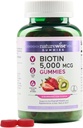 NatureWise Biotin Gummies - Soutient les cheveux sains, la peau et les ongles forts - Vitamine B7 5000mcg - Beauté naturelle - Fraise-Kiwi Flavor - Vegan, Non-OGM, Sans gluten - 90 Compte[45 jours]