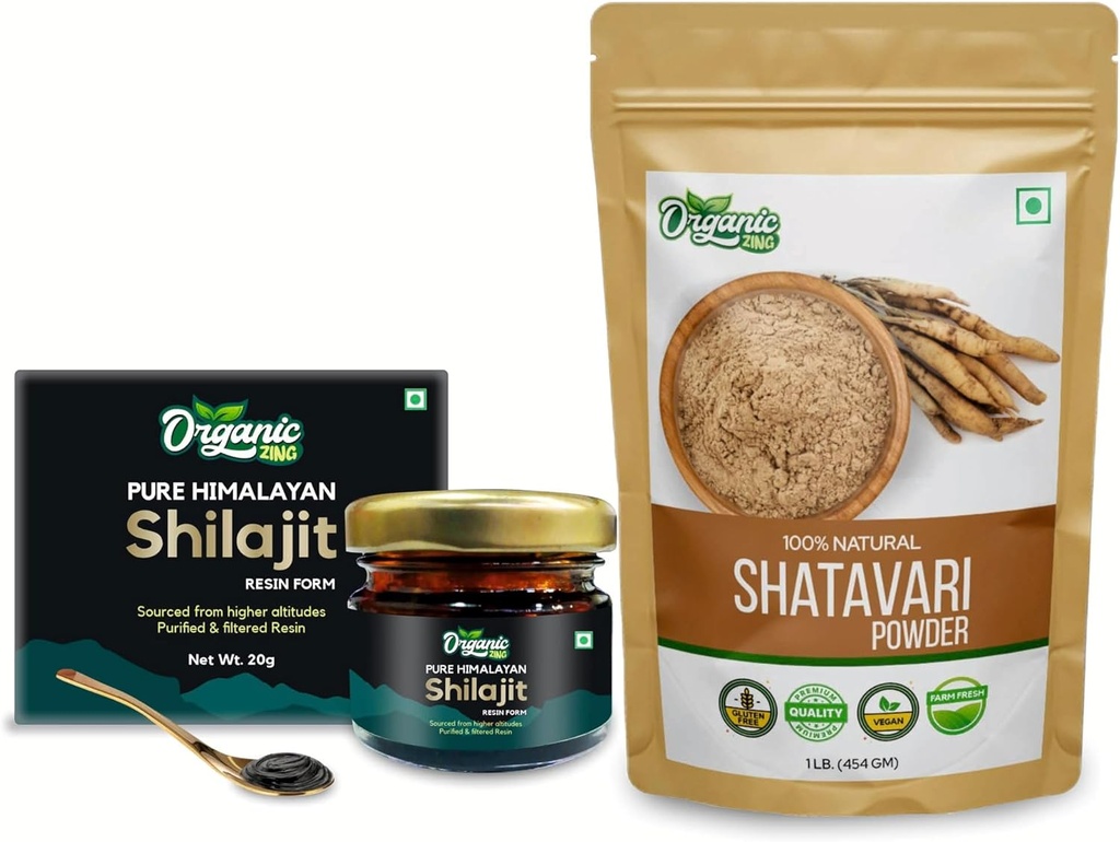 ORGANIC ZING Shatavari Powder- 454g & Shilajit Resina- 20g