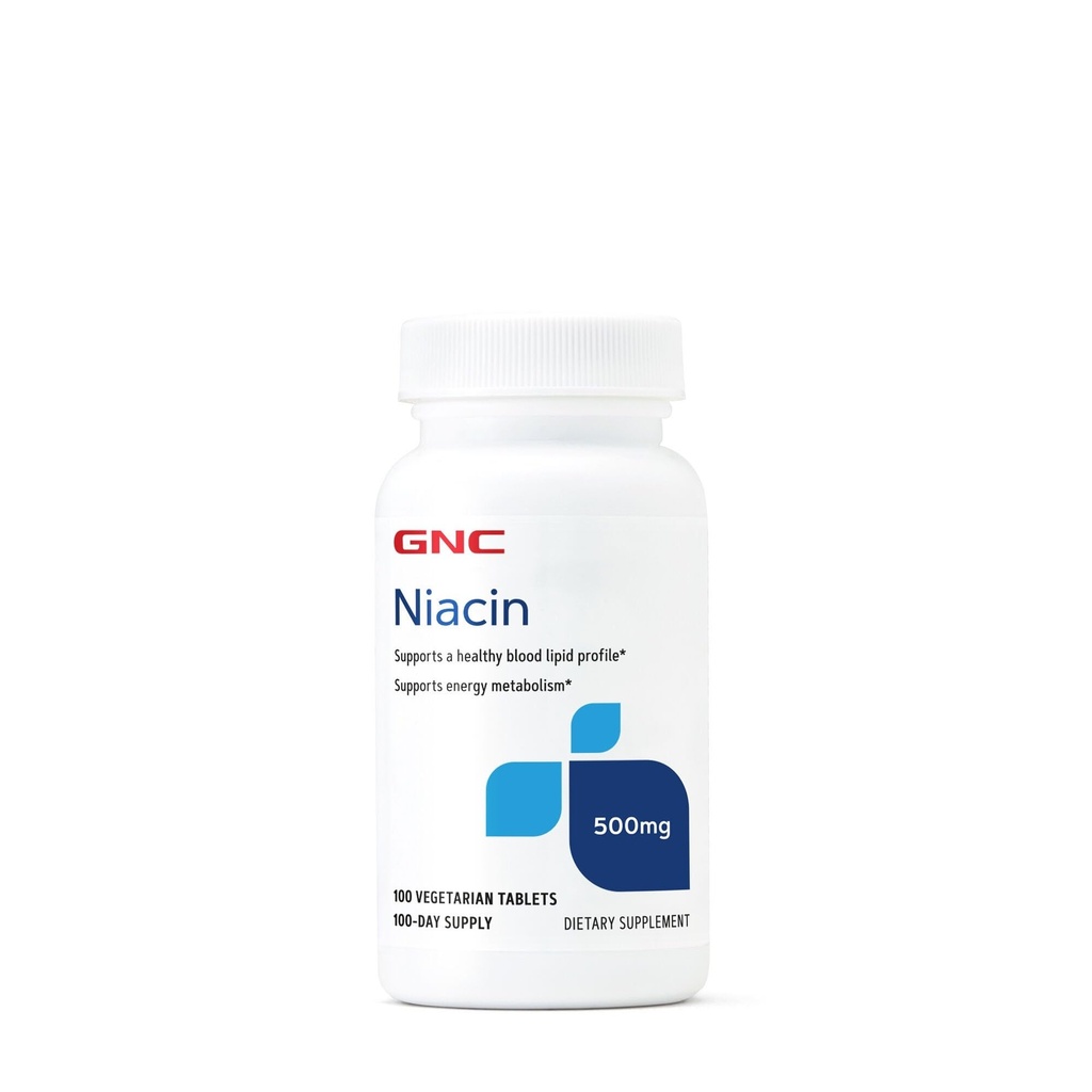 GNC Niacin 500mg, 100 comprimés, soutient la santé des vaisseaux sanguins