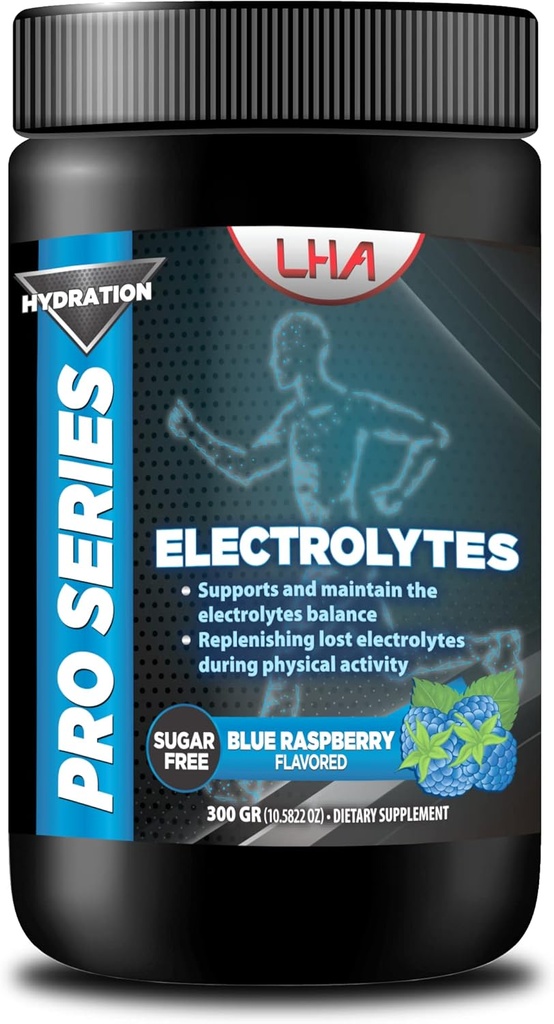 Hydration-Elektrolyten der Pro Serie – Blaue Himbeere Geschmack, 300g – Calcium, Magnesium Citrat, Magnesium Gluconate, Natrium, Zink