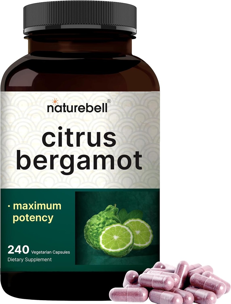 NatureBell Citrus Bergamotte 5.000 mg Äquivalent, 240 Veggie Kapseln | Extra Stärke 25:1 Fruchtextrakt – High Antioxidant Level – Heart & Immun Support Supplement – Vegan, Non-GMO