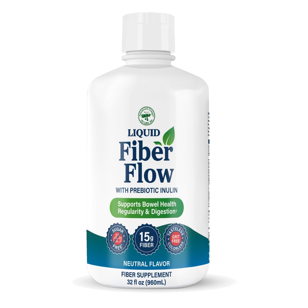 Conceptions nutritionnelles Flux de fibre liquide, doux supplément digestif quotidien pour le soulagement de la constipation et la santé des intestins, sans sucre, naturel de la régularité Bowel pour équilibre intestinal sain, sans saveur, 32 fl oz