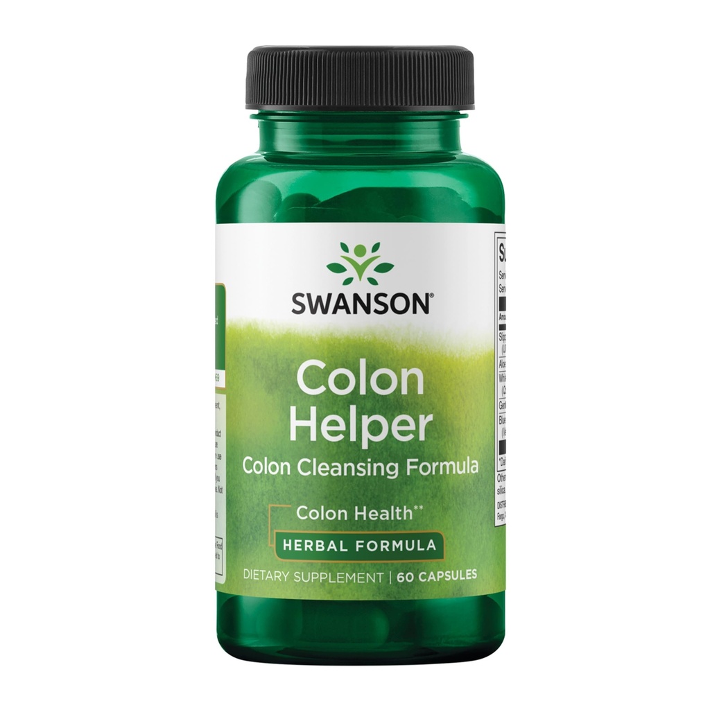 Swanson Colon Helper - favorise la santé digestive à l'aide de la racine de Vervain, de la racine de selle d'or, de l'écorce d'orme et plus - supplément à base de plantes aidant à éliminer sainement - (60 capsules)(1 pack)