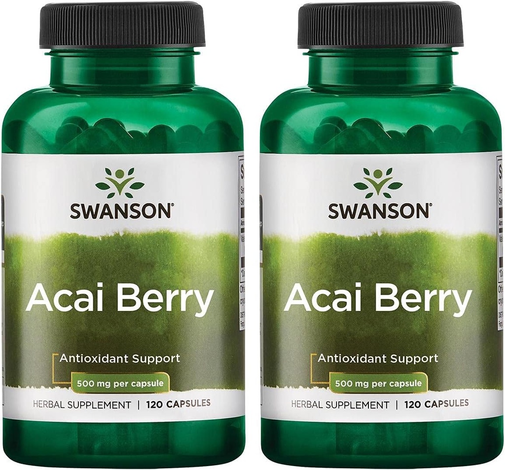 Swanson Acai Berry Antioxydant Support 500 Milligrammes 120 Capsules (2 Pack)