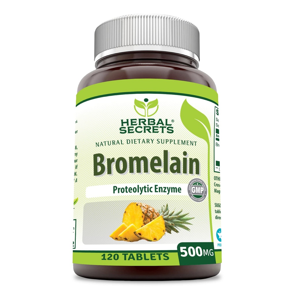 Herbal Secrets Bromelain Supplement 500 Mg Tabletten Supplement | Non-GMO | Gluten Free | Made in USA (120 Count)