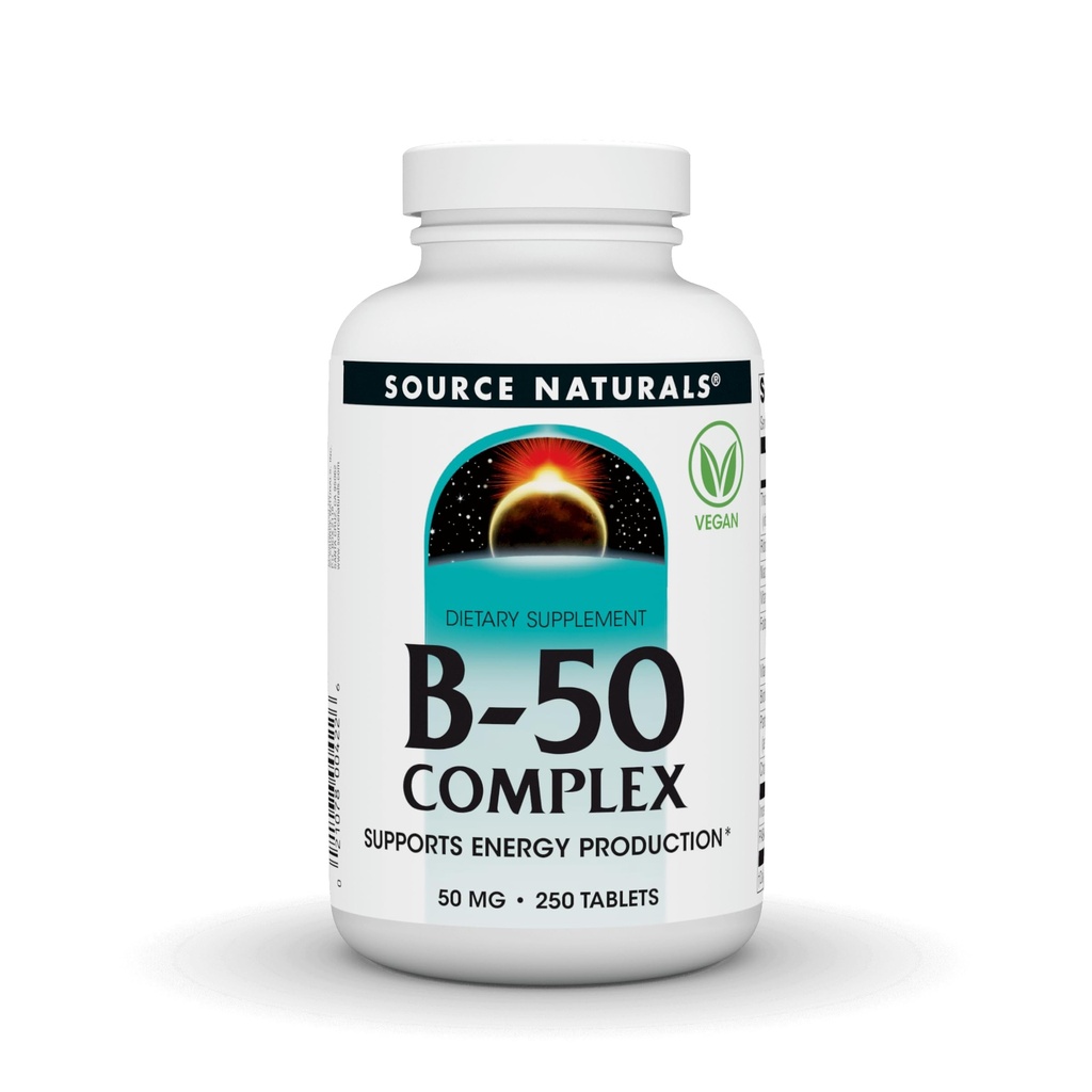 Source Naturals B-50 Complex, Supports Energy Production* - 50 mg - 250 Tablets