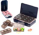 Pill Cutter+Pill Organizer, Pill Splitter Pill Cutter pour les petites ou grandes pilules, Pill Box 7 Day Medicine 3 fois par jour, Portable Pill Crusher & Pill Case pour Purse Pocket