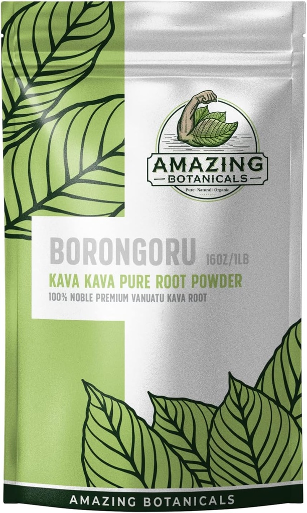 Botaniques étonnants Borongoru Vanuatu Kava racine - 100% Noble Kava-Kava 16oz/1lb, 1 livre sac de Kava frais pur de Vanuatu