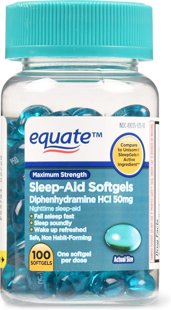 Äquat Maximale Stärke Schlaf-Aid Softgels, 50 mg, 100 Count