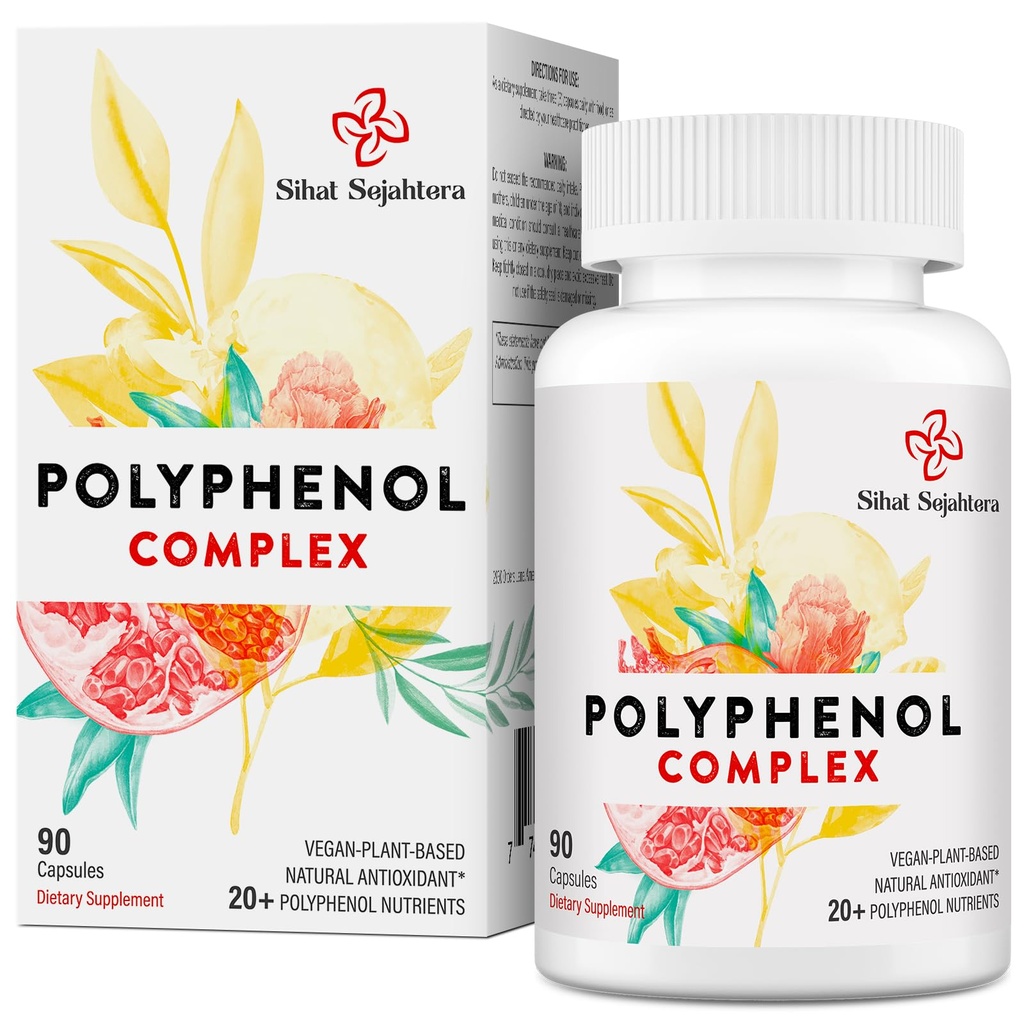 67.500 MG Polyphenol Ergänzung - Leistungsstarke Antioxidantien & Polyphenol für Alter Verteidigung, Polyphenol Superfood, Quercetin, Resveratrol, Grüner Tee, Pflanzen-Based & Energy, Immununterstützung, 90 Kapseln