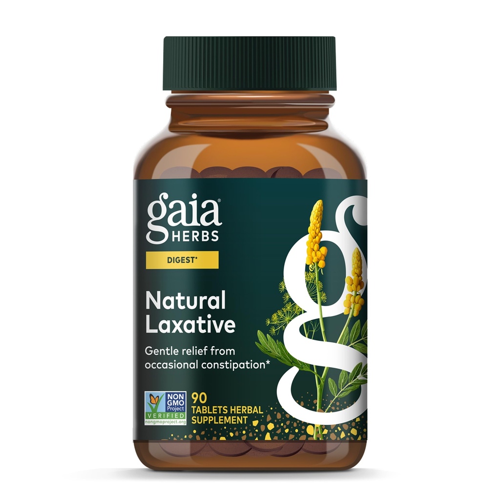 Gaia Herbs Natural Laxative - unterstützt die Aufnahmehilfe für Erwachsene - mit Senna Leaf, Cape Aloe, Caraway, Dandelion & Fennel - 90 Tabletten (45 Servietten)