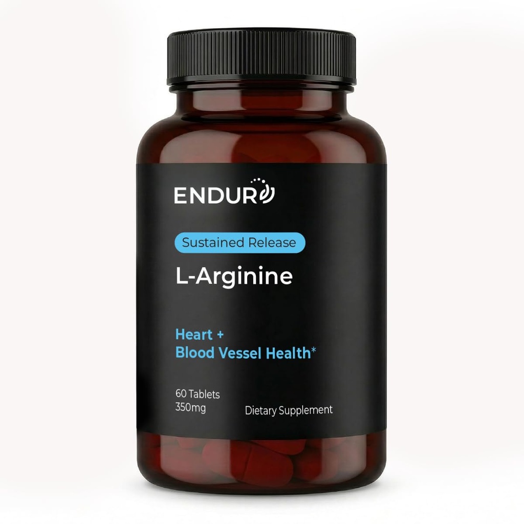 Endur L-Arginin-Ergänzung, hilft gesunden Blutfluss und Herzfunktion, Übung Leistung und Immungesundheit, Glutenfrei, 350mg (60 Tabletten)