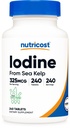 Iodine Nutricost (Iodine naturelle de Sea Kelp) 325mcg, 240 comprimés - non-OGM, sans gluten