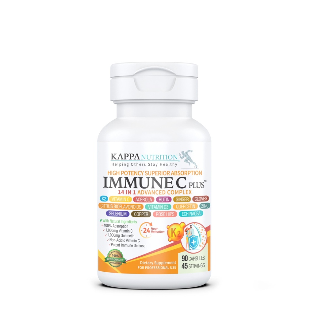 Quercetina 1.000mg, Vitamina C 1.000mg, Zinc 50mg, Vitamina D3 5000iu, Selenio, Rame, Acerola, Ginger, Rutin, Bitter Orange, Rose Hips, Echinacea, Immune C Plus, 14 in 1 Immune C Plus (90 Count)