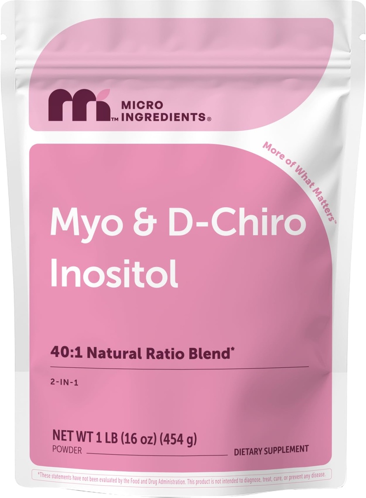 Micro Ingredients Myo-Inositol & D-Chiro Inositol Pulver, 1lb (221 Servierungen) | 40:1 Ideale Ratio Inositol Ergänzung für Frauen | Unterstützt Hormonal Balance & Ovarian Gesundheit | Non-GMO, Vegan, Filler-Free