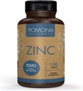 Pomona Wellness Zink-Ergänzungen für Erwachsene, 50mg, Hautgesundheit und Immununterstützung, leicht zu schlucken, für Antioxidans und allgemeine Gesundheit, Vegan, Non-GMO, 100 Tabletten