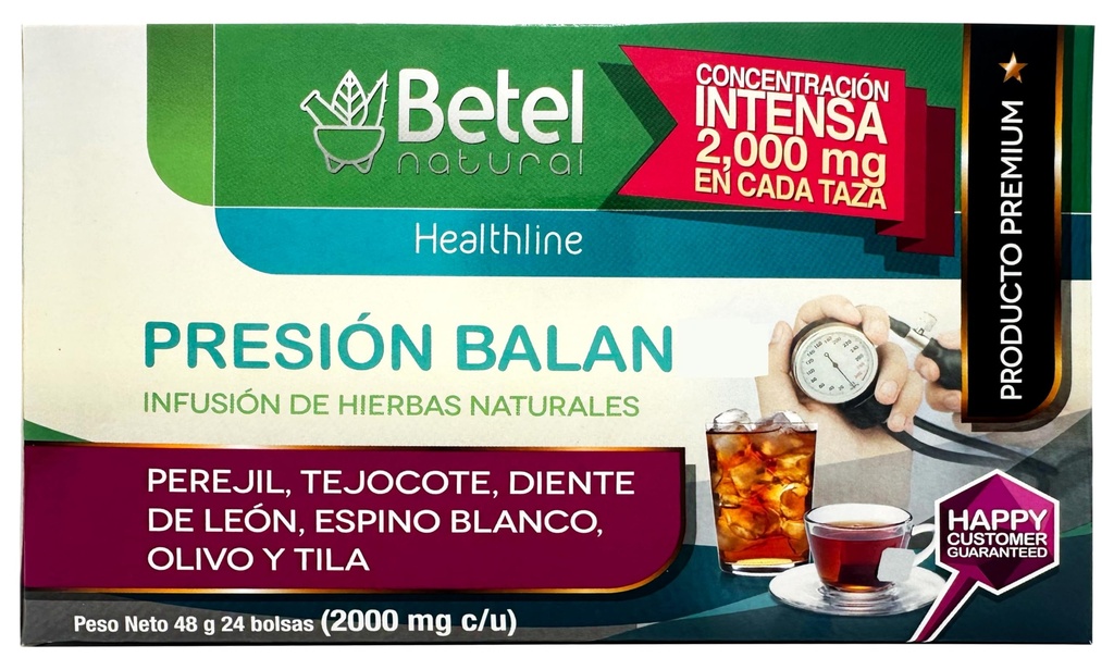 PresionBalan Tea by Betel Natural - Healthy Support for Pressure - 24 Tea Bags