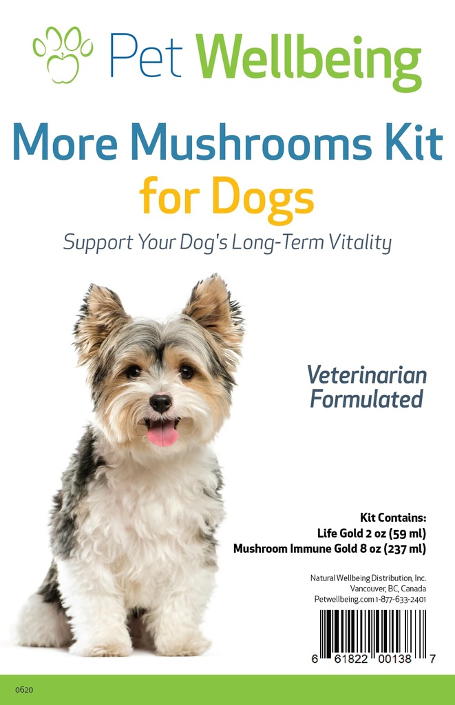 Animaux de compagnie Bien-être Plus de champignons Kit pour chiens - Système immunitaire et protection antioxydante - Vet-formulé avec la queue de dinde, Reishi, Maitake, Astragalus