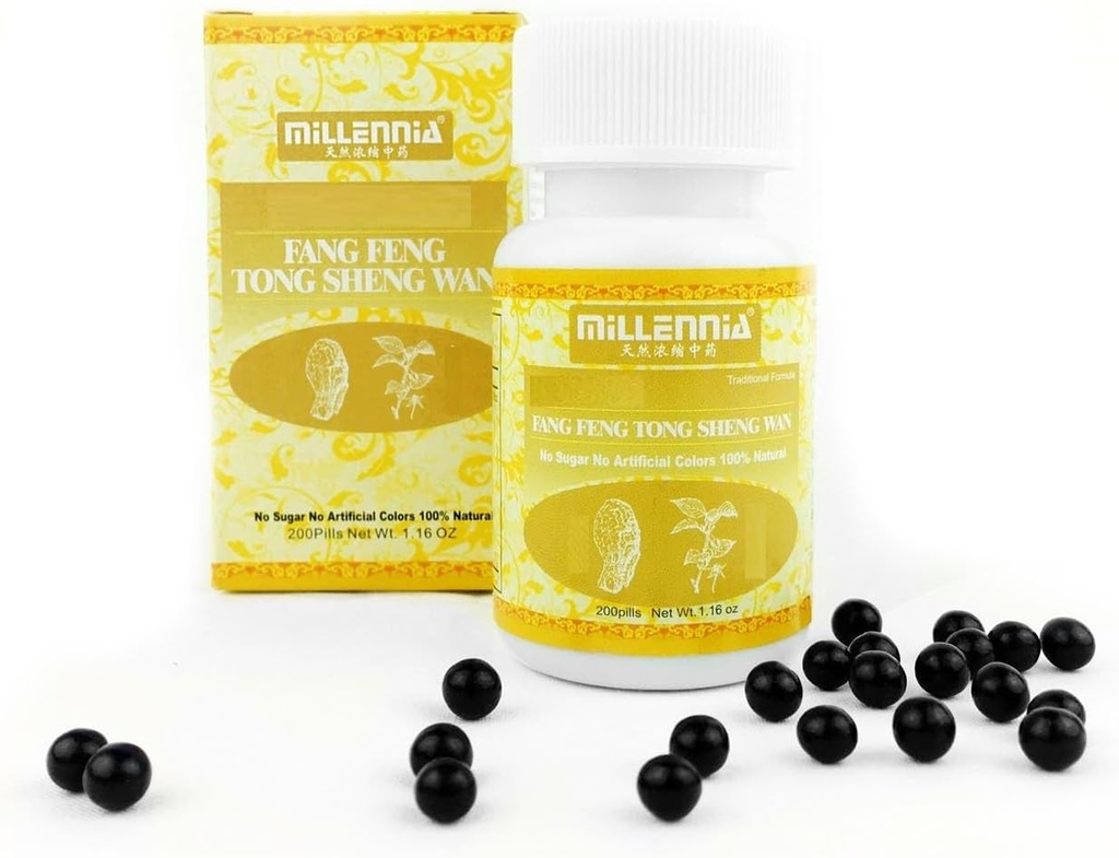 MILLENNIA Pillole a base di erbe - Fang Feng Tong Sheng Wan - 12 Confezione da bottiglia (200 Pills/Bottle)