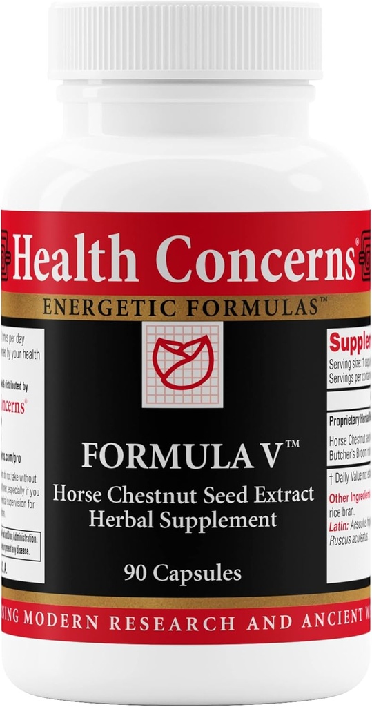 Préoccupations pour la santé Formule V – Supplément de soutien du flux sanguin et de la circulation – Santé de la veine pour l'gonflement, les crampes, les varices, l'inflammation et les jambes lourdes – Formule à base de plantes chinoises – 90 capsules