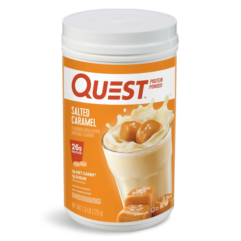 Quest Nutrition Salted Caramel Protein Powder, 26g Protein, 1g Zucker, Low Carb, Glutenfrei, 1.6 Pfund, 24 Portionen