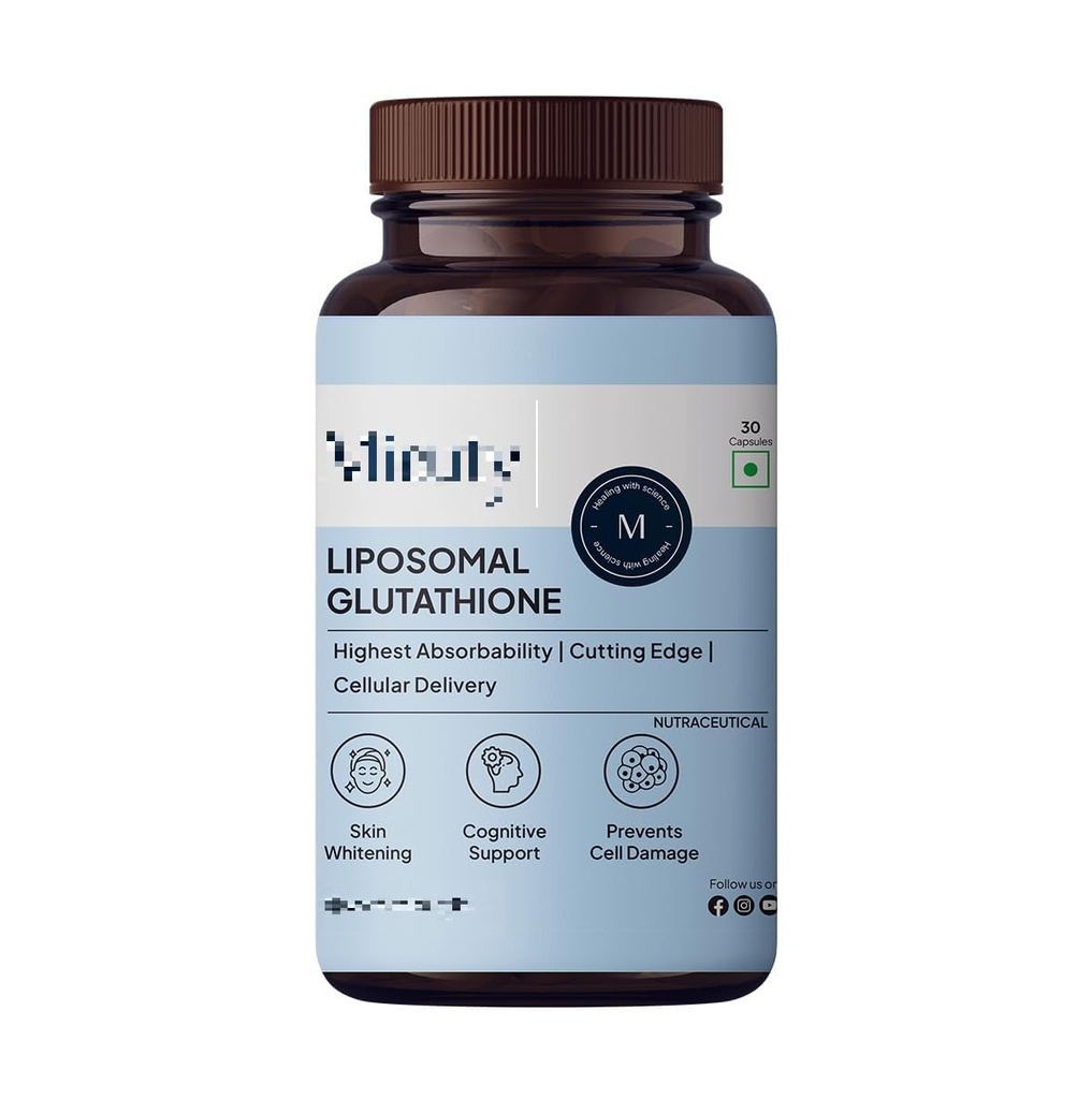 YUJI Liposomal Glutathione - Biodisponibilità Elevata - Glutathione per la pelle - Face Glow - Skin Hydration - Liver Health -Detoxification Support - 30 Caps