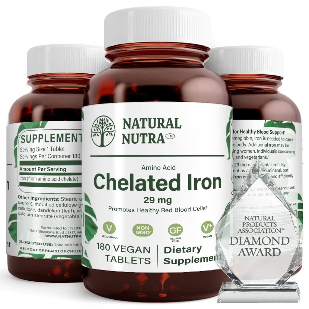 Nutra naturale chelato supplemento di ferro per gli uomini e le donne, salute delle unghie, promuove l'assorbimento ottimale, aiuta a migliorare il livello di ferro, mantenere il corpo Fulid, Aiuta a migliorare la crescita dei capelli, la salute della pelle, 180 compresse