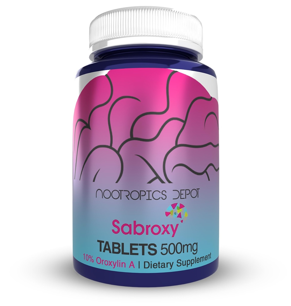 Nootropics Depot Sabroxy® Tablets | 500mg | 30 Count | Minimum 10% Oroxylin-A | Oroxylum indicum | Kann helfen Fokus und Motivation zu fördern | Kann helfen, kognitive Funktion zu fördern