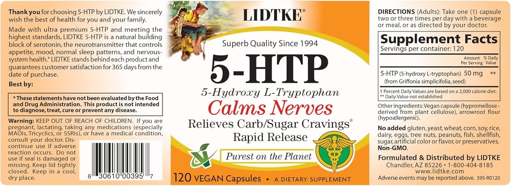 Lidtke 5-HTP 120 Kapseln Nahrungsergänzungsmittel