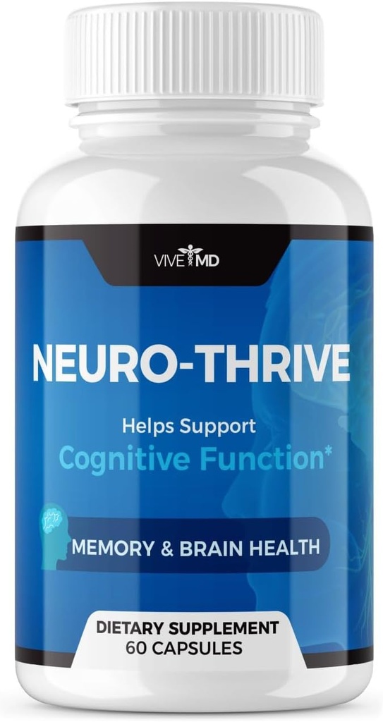 VIVE MD Neuro Thrive Brain Supplement - Offizielle Formel - Neuro Thrive PQQ, Neuro Thrive - Extra Strength with Ginkgo Biloba Extract, Sibirische Ginseng Extract - (60 Kapseln)