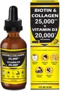 Nature Manu-Premium 25.000mcg Liquid Biotin & Collagen+20,000iu Vitamin D3 All-in-one Wellness Daily Drops. Unterstützt gesunde Haut, stärkere Nägel, Haarwachstum. Leckere Erdbeeren Flavor - 2 FL OZ/60 ML
