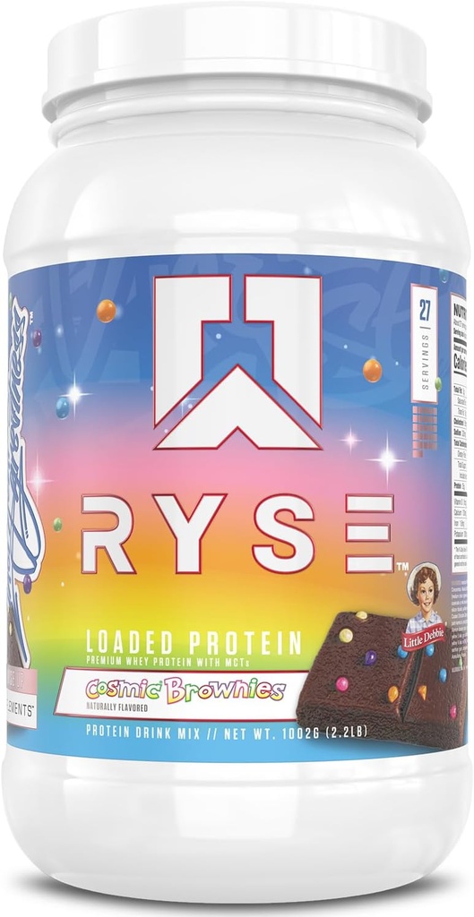 RYSE Loaded Protein Powder - Little Debbie Cosmic Brownie - 25g Whey Protein Isolate & Konzentrat mit Prebiotic Fiber & MCT - Low Carb, Low Sugar, Digestive-Friendly - 27 Servierungen / 2 lb Tub