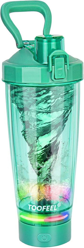 TOOFEEL Bouteille de shaker de protéines électriques - 20 oz USB rechargeable, auto-stirage, sans BPA, vert