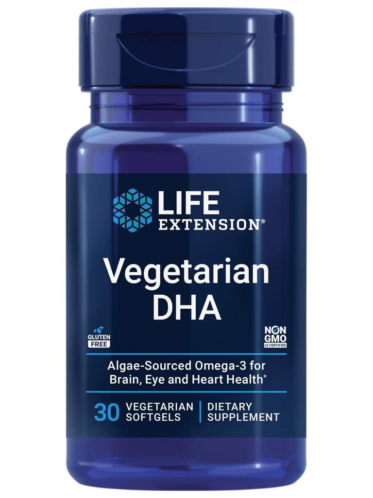 Lebensverlängerung Vegetarische DHA, Omega-3 von Algae für Kognition, Stimmung & Augengesundheit, Glutenfrei, Non-GMO, Vegan, 30 Softgele