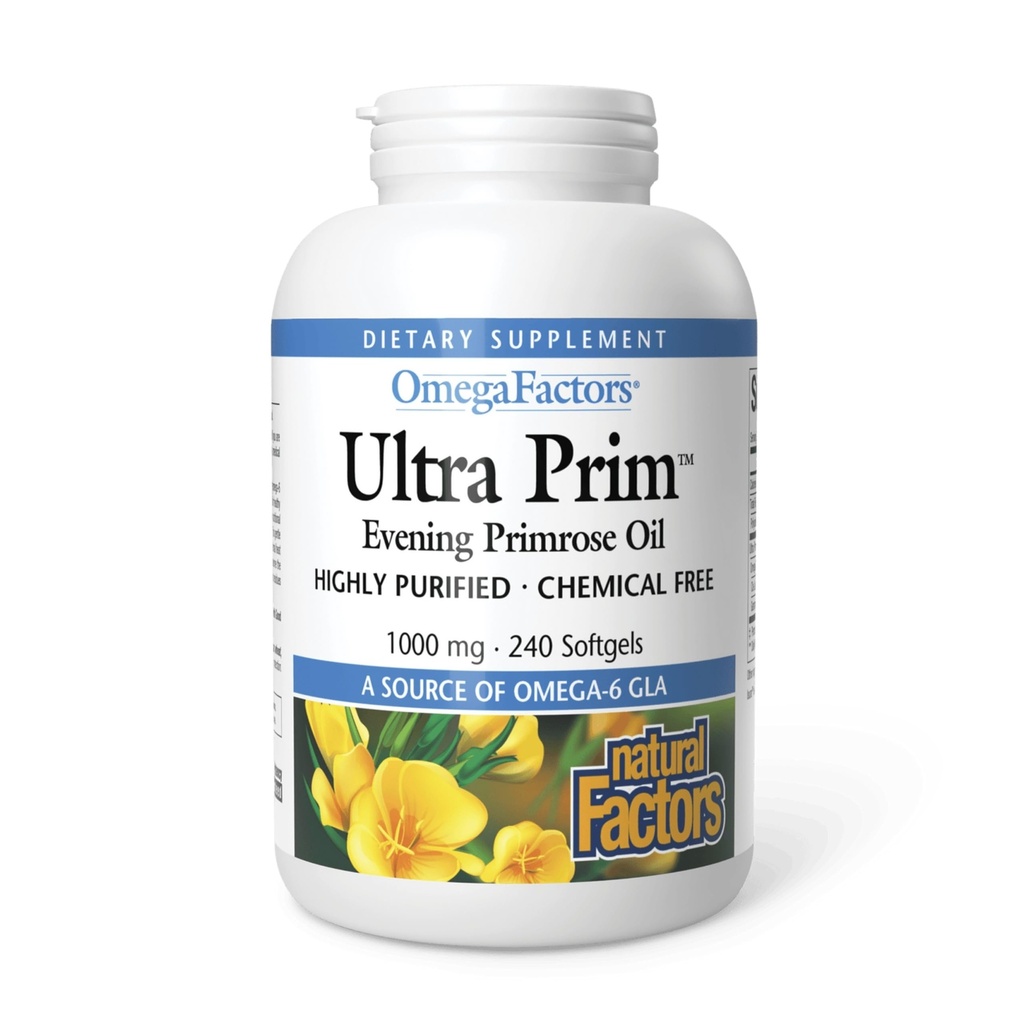 Omega-Faktoren von natürlichen Faktoren, Ultra Prim Evening Primrose Oil, fördert Frauen und Immune Gesundheit mit Omega-6 GLA, 240 Softgele (240 Portionen)
