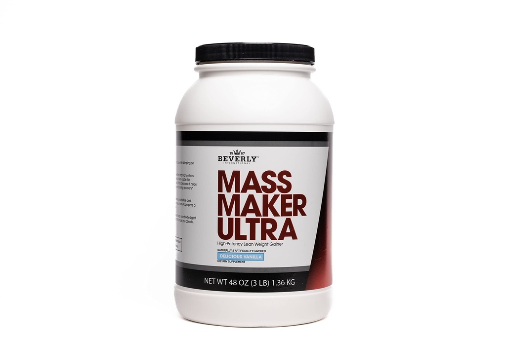 Beverly International Mass Maker Ultra Vanilla, 14 Servings, 3lb. Costruisci la massa magra come un isolato proteico del latte Pro., Isolato di proteine del siero di latte + Uovo. Olio MCT. Carbi puliti, Grande Gusto