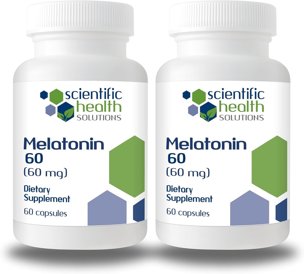 Melatonina 60mg | Melatonina ad alta dosaggi in capsule Easy-to-Swallow | Vegan, Non-GMO & Gluten-Free | Melatonina ad alta resistenza US-Made (2-Pack)