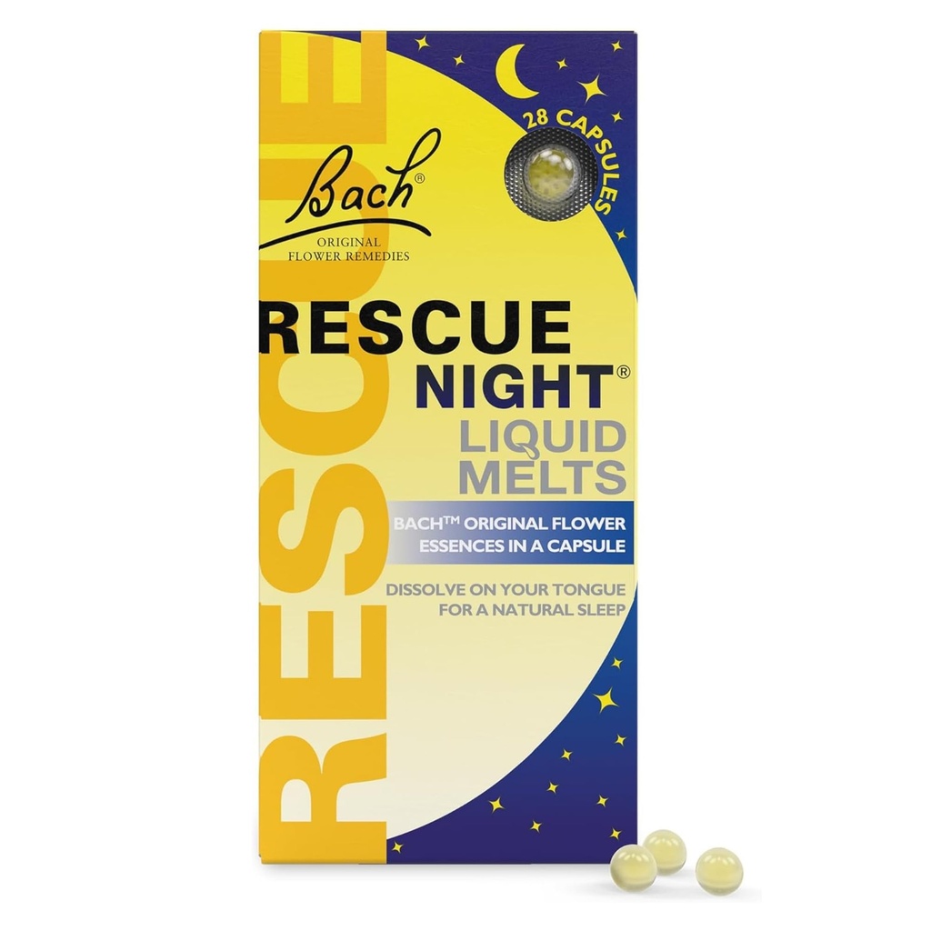 Bach RESCUE SLEEP Liquid Melts, Natural Orange Vanilla Flavor, Natural Sleep Aid, Stress Relief, Homeopathic Flower Essence, Libero di Melatonina, Gluten & Sugar, Non-alcohol, Non-Narcotico, 28ct.