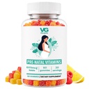VITA GLOBE Huile de poisson prénatale Vitamines gommy - Multivitamines féminines pour une croissance saine et le développement du cerveau avec la vitamine A, D E, B6, Folate et Biotine, 60 Compte