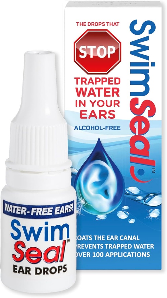 SwimSealTM All Natural Swimmer's Ear Drops für den täglichen Gebrauch statt Alkohol Drops oder Ohrstöpsel. Die Lösung für Ihre Ohren für alle Wasserexposition für alle Altersgruppen.