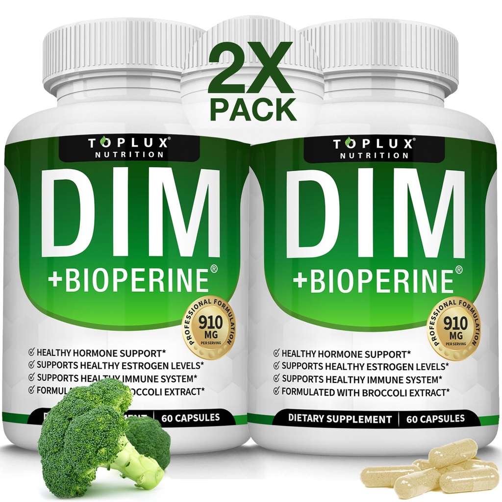 Dim Supplemento 910 mg Plus BioPerine Complex - Diindolylmethane per sostenere l'equilibrio dell'ormone e il metabolismo dell'estrogeno, aiuta con menopausa Acne PCOS migliore bodybuilding della pelle, per le donne degli uomini, 60 capsule