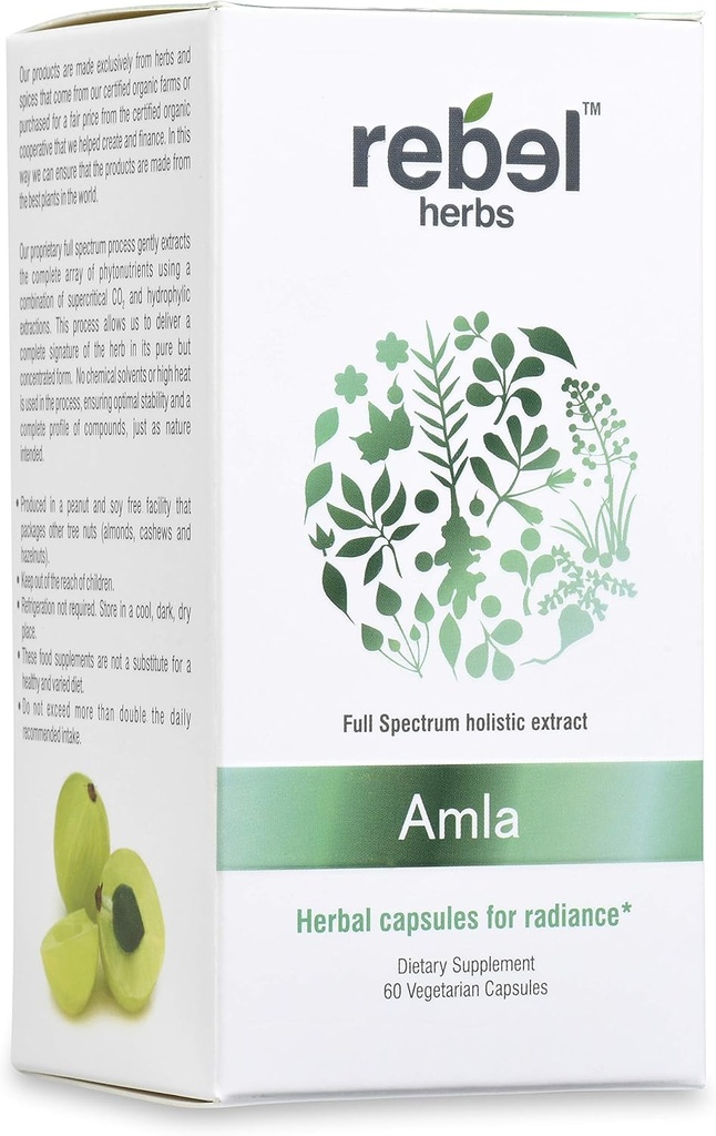 Abete Rebel Amla Capsules (Amalaki) - Supporto Immune, Vegan, Senza Glutine, Ayurvedic, Antiossidante, Certificato Amla Organica
