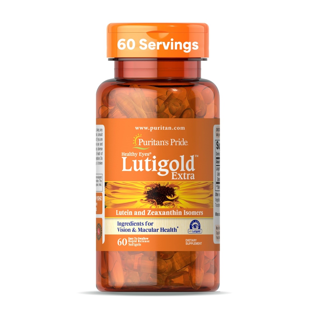 Puritan's Pride Premium Healthy Eyes LutigoldTM Extra Lutein mit Meso-Zeaxanthin und Zeaxanthin für Männer und Frauen, Vision Health Support, 2 Monate Supply, 60 Easy-to-Swallow Rapid Release Softgels