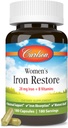 Carlson - Restore di ferro femminile, 28 mg di ferro + B vitamine, supporto mestruale, assorbimento di ferro e salute delle donne, 180 capsule