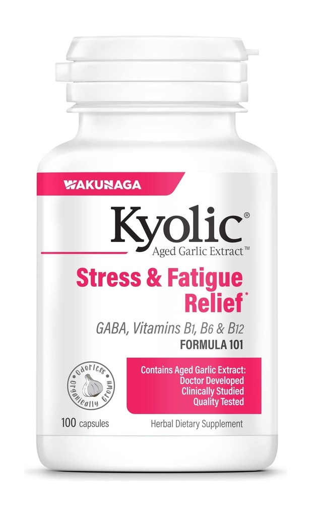 Kyolic Aged Knoblauch Extrakt Formel 101, Stress und Fatigue Relief, 100 Kapseln.